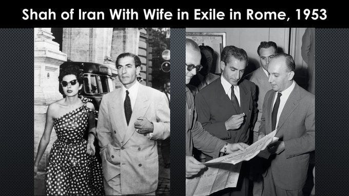 Shah of Iran in exile in Rome, Italy, in August 1953
