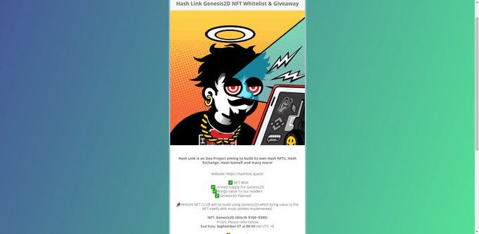Hash Link Genesis2D NFT Whitelist & Giveaway - Hash Link Official - Medium