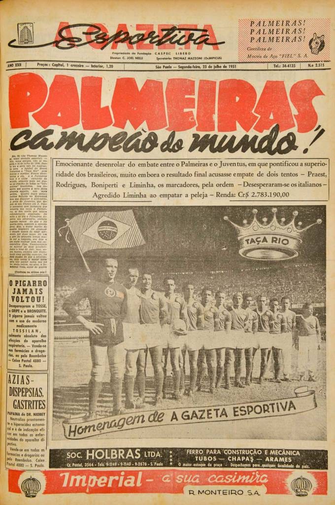 Camisa Palmeiras Retro 1951 Campeão Mundial - Masculino - Olden Sports