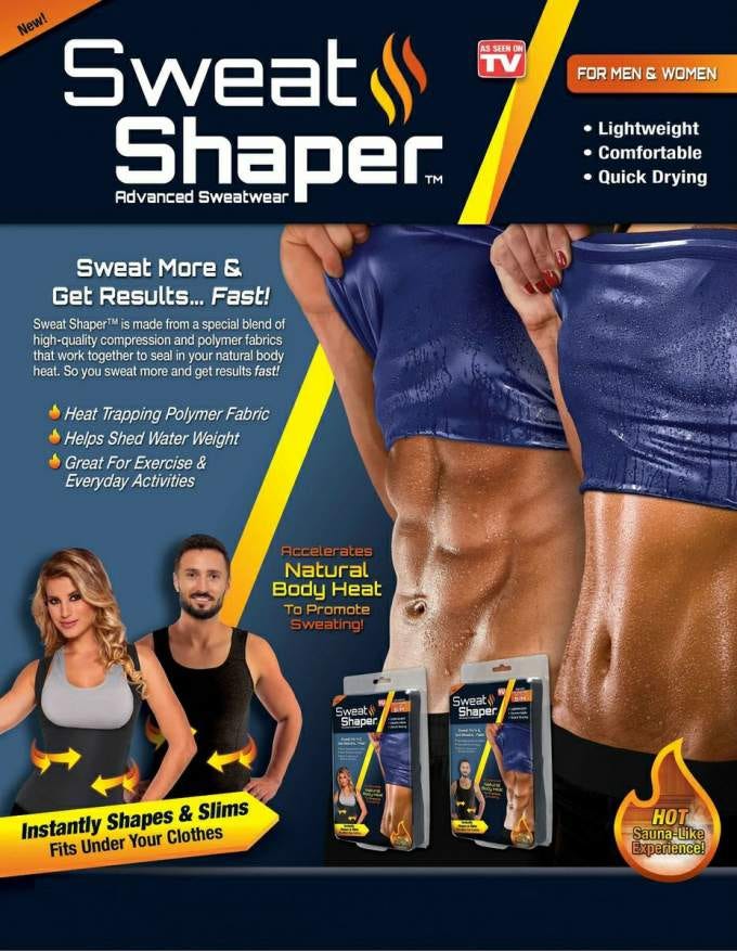 “Sweat shaper” typically refers to a type of compression garment or