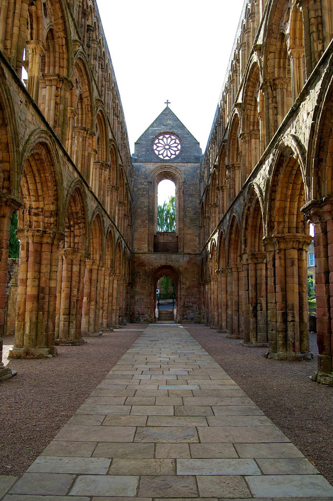 The ruined arches of Jedburgh Abbey, Scotland