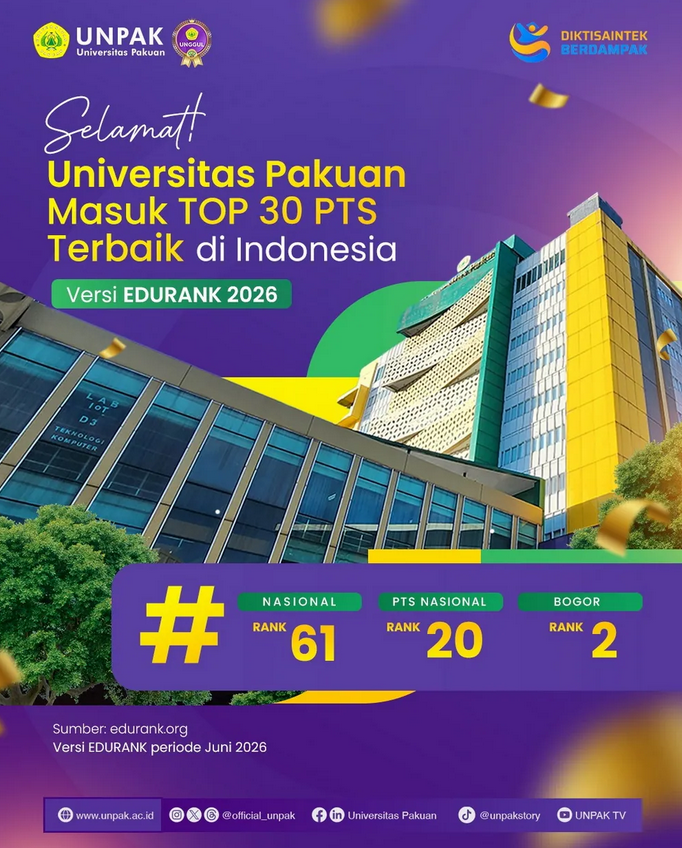 Universitas Pakuan Masuk Daftar 30 Kampus Swasta Terbaik Indonesia Versi EduRank 2026
