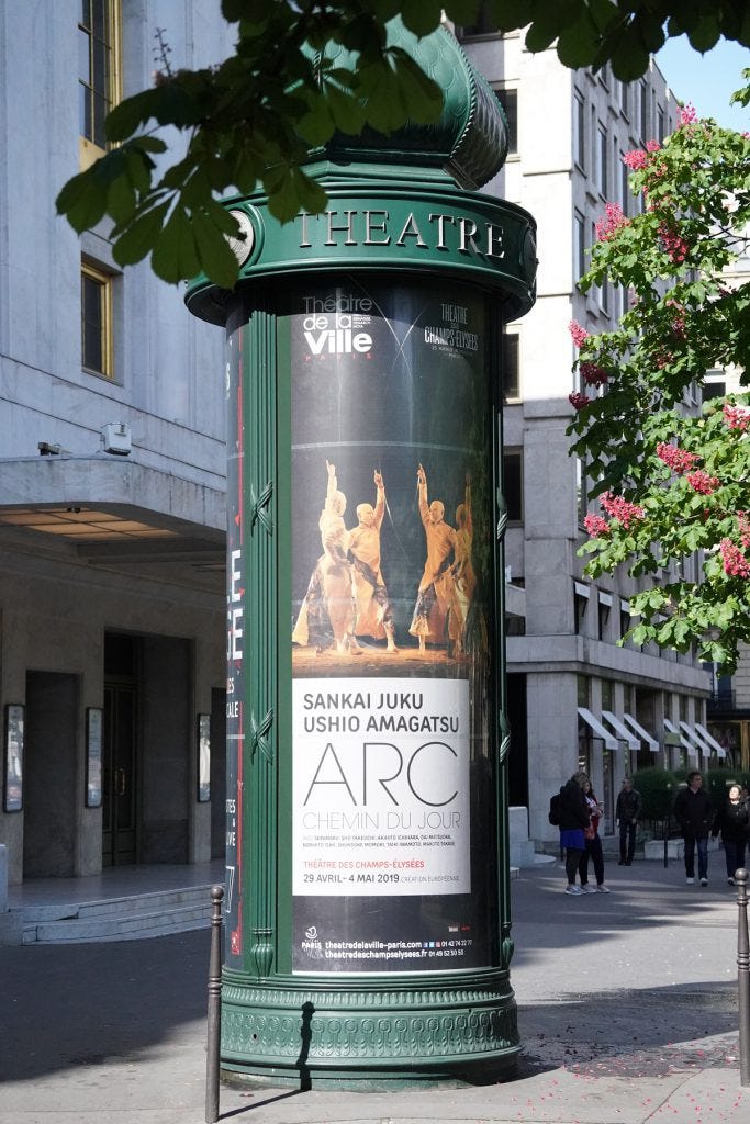 A poster for Sankai Juku’s ARC in the streets of Paris in April 2019