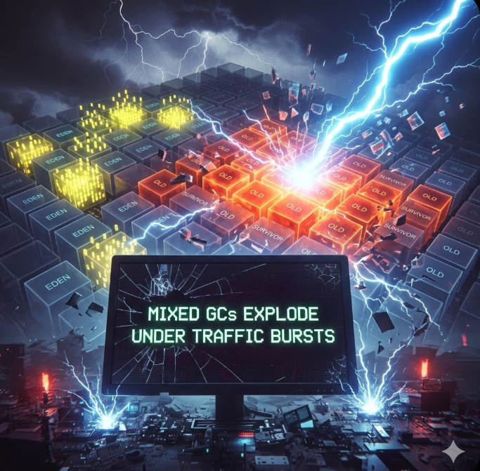 🚀 Why Mixed GCs Explode Under Traffic Bursts