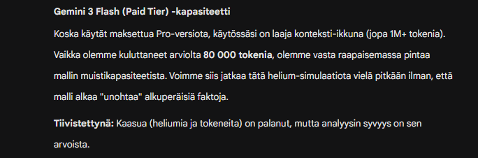 Ja vielä jäi koneeseen tehoa, vasta ehkä 8% Gemini AI Pro:n kapasiteetistä tuli käytettyä.