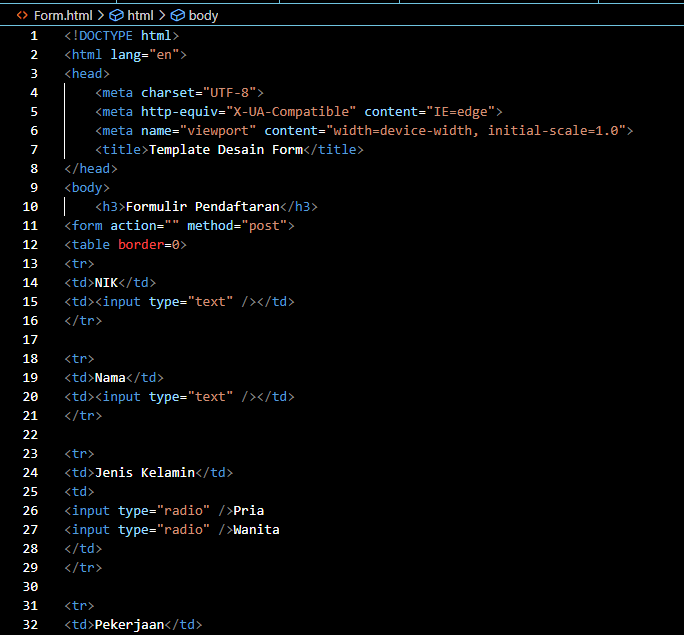 Cara Membuat From Sederhana Menggunakan Visual Studio Code - Anisa ...