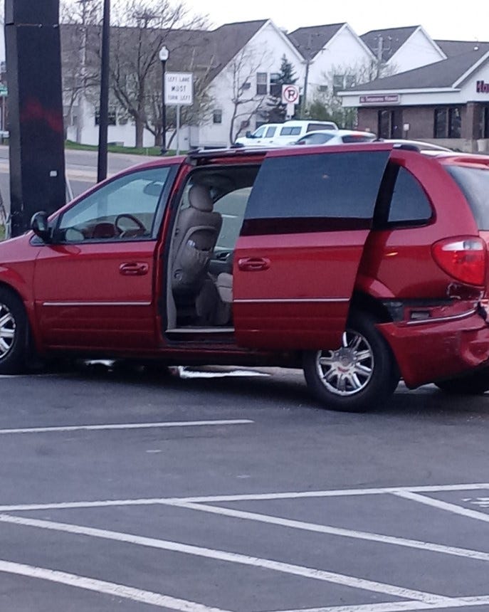The minivan that contained a family struck by Balsley