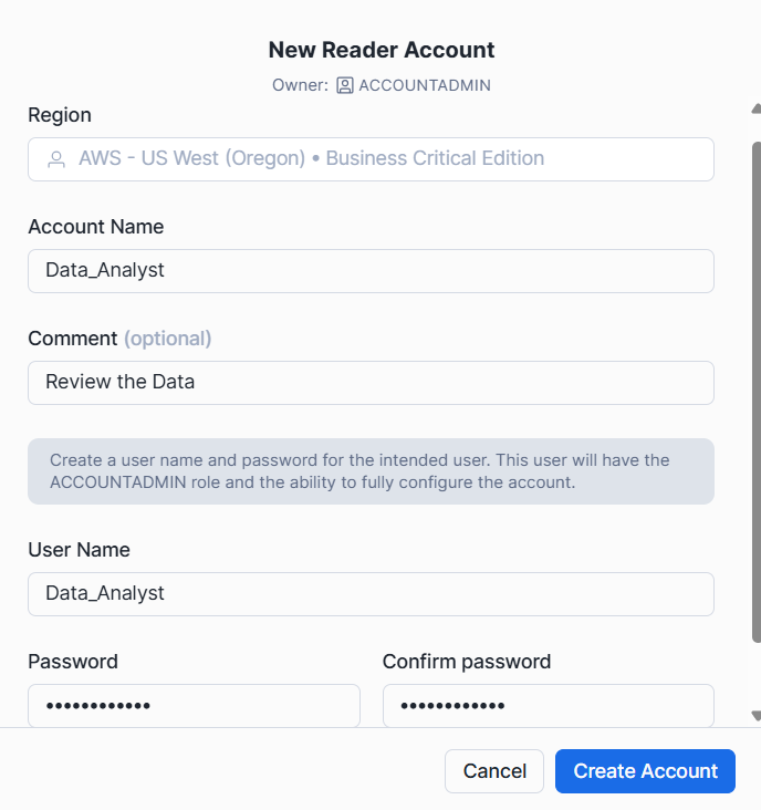 Snowflake Reader Account — How to share Database & Schema Objects.