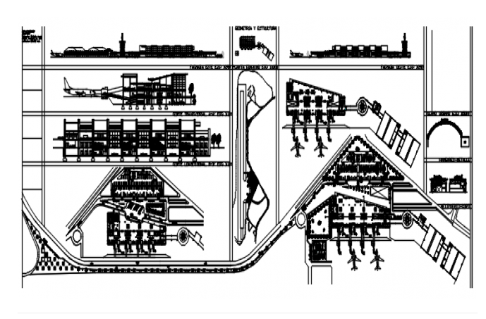 Architectural plan of the airport with detail dimension in dwg file ...