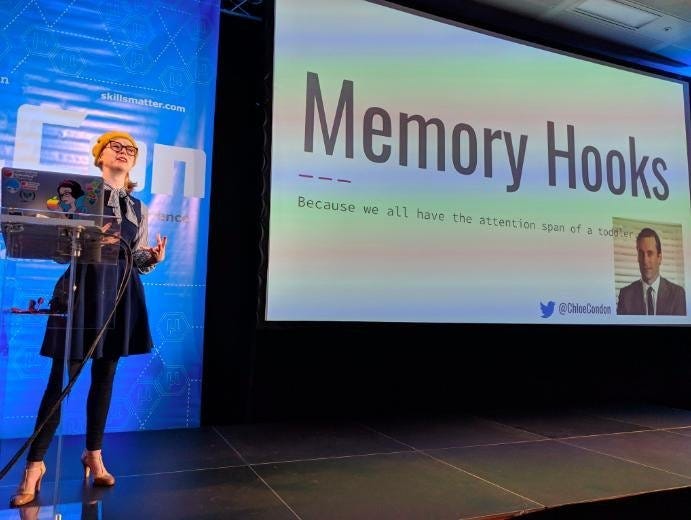 Presenting a keynote in London at MuCon in November 2018