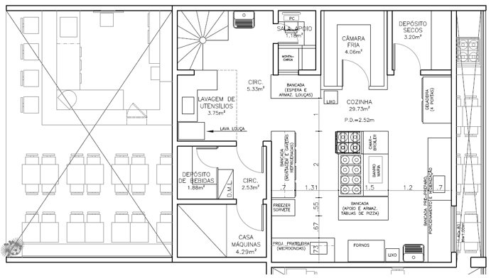 Planta baixa do mezanino, proposta de melhoria neste artigo/trabalho
