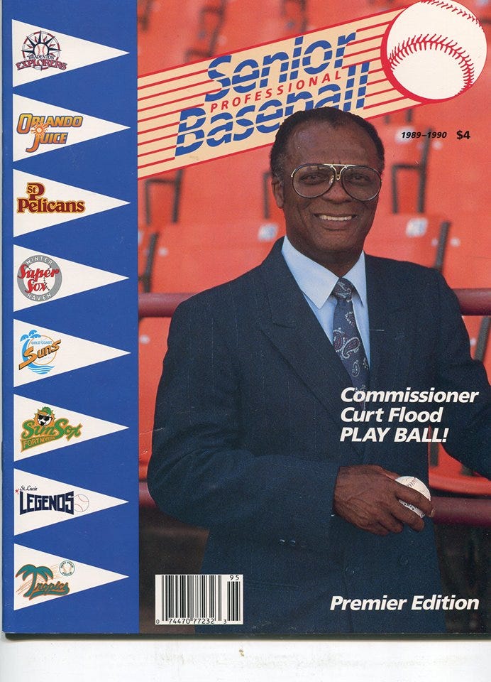 Senior Professional Baseball League, Commissioner Curt Flood