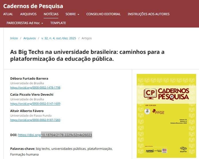 Coordenador do Gepes publica artigo sobre Big Techs nas universidades brasileiras
