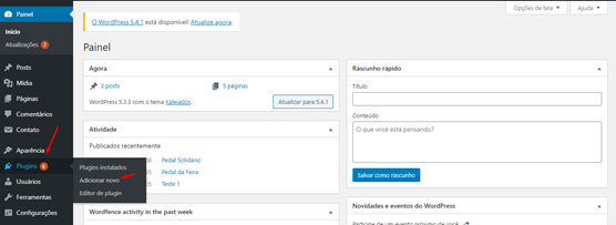 Figura 01: Painel principal do WordPress
