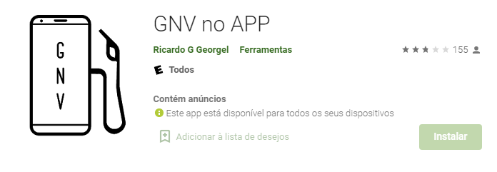 App Para Localizar Postos GNV (Fonte: Captura de Tela Play Store).
