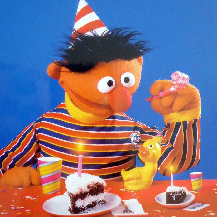 Tonight I wished Ernie a Happy Birthday while running down Sesame