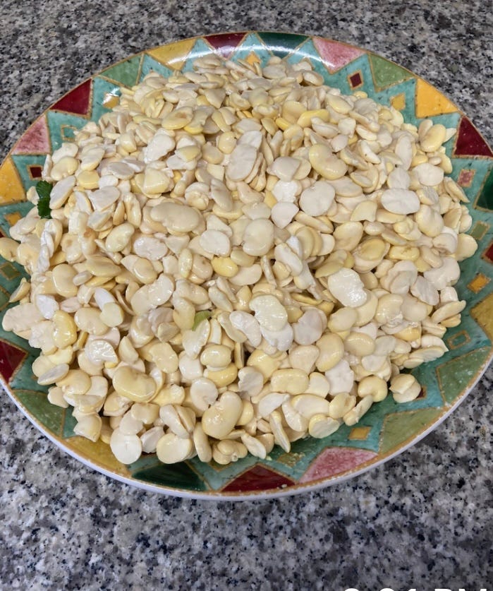 fava beans getting prepared for falafel