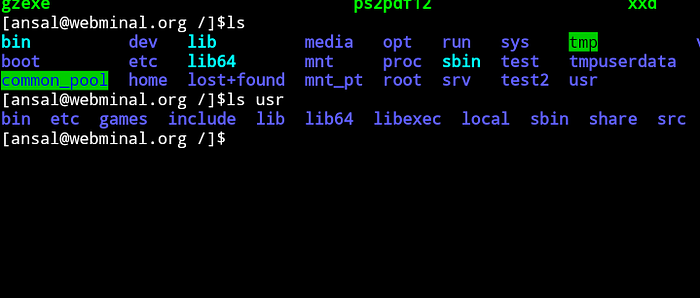 ls command to show directory