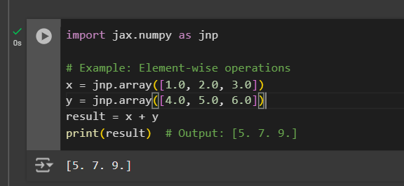 Image displays the output of the code-based on jax.numpy