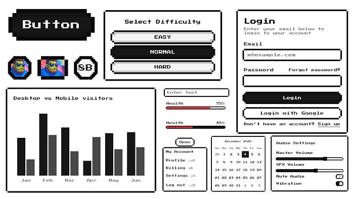 8‑bit UI components that work in any framework