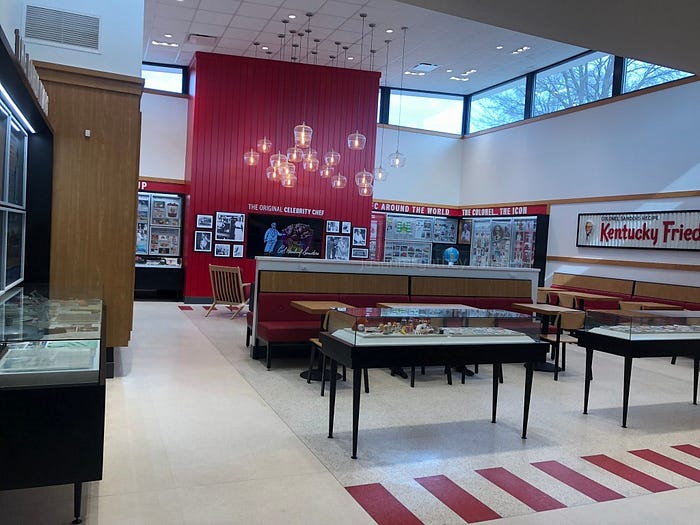 large historical room at KFC museum