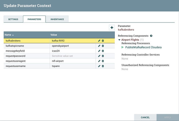 Set everything as a parameter for easy deployment via NiFi CLI, CDF Public Cloud, or REST API.
