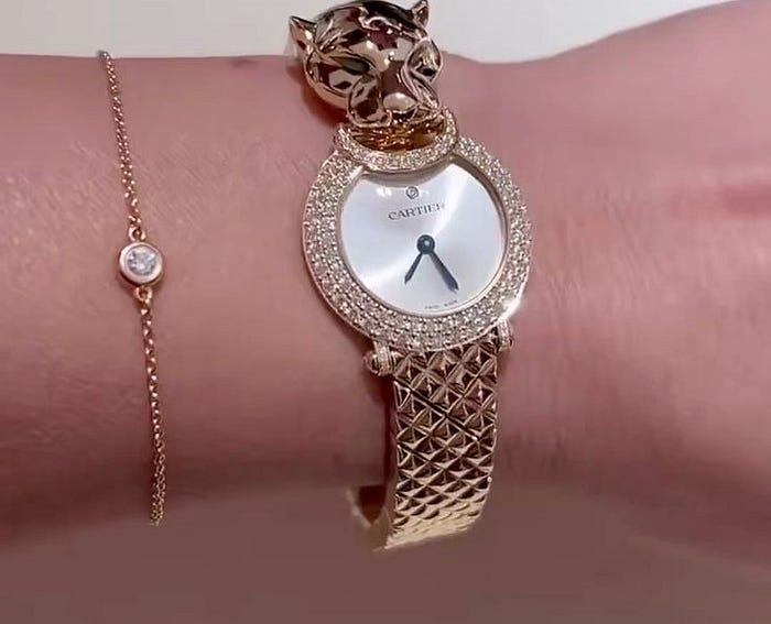 Panthère de Cartier watch with flexible bracelet design inspired by jewelry and feminine luxury