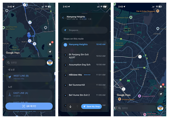 The iOS Rider app translated the validated web flow into SwiftUI, Google Maps SDK, push, deep links, and Liquid Glass-inspired native screens.