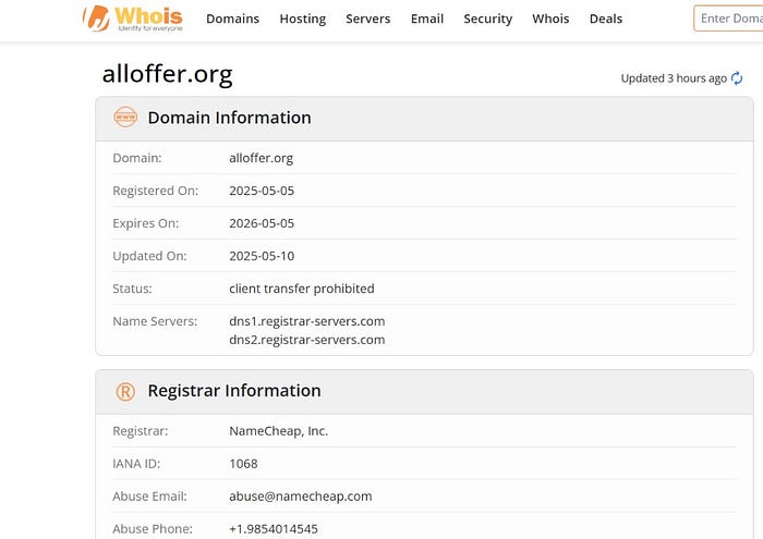 whois search results