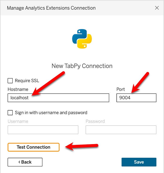 managing analytics extension connection