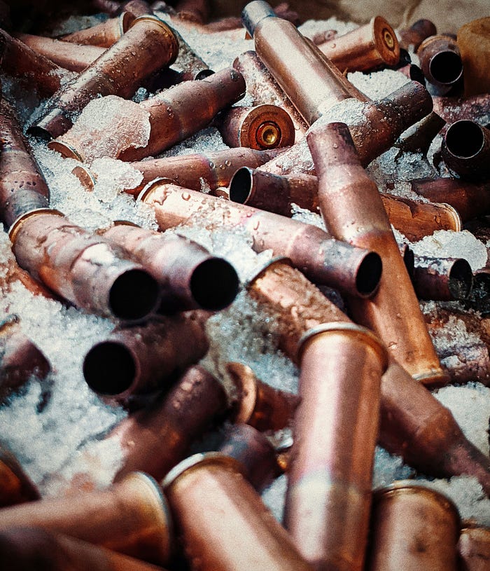 bullets shell in snow