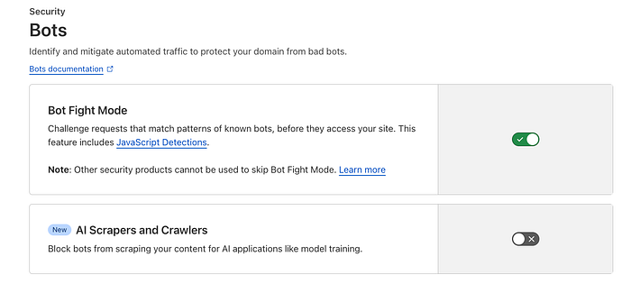 Steps to enable AI Bot Shield