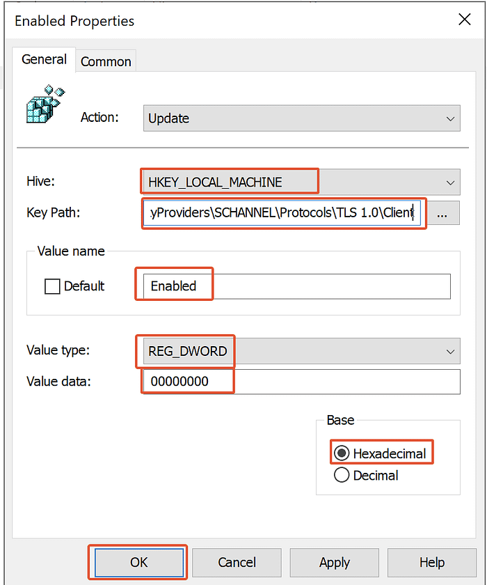 Update Registry Properties