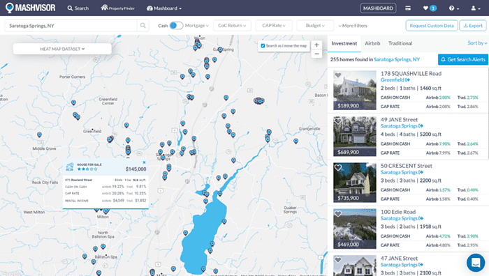 A screenshot of Mashvisor’s Investment Property Search