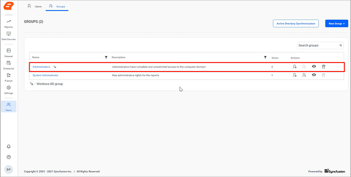 Imported Groups from Active Directory