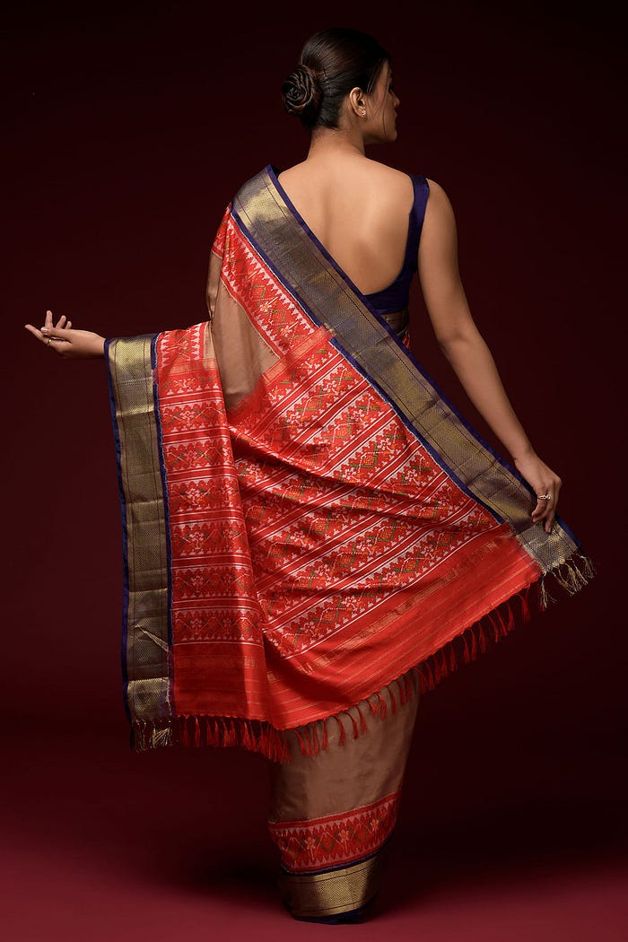 Taupe Brown Zari woven Patola Silk Saree | saree | saree for women | saree | half saree | saree red | saree designs | saree for farewell | saree for wedding | saree online | saree collection | saree dress | saree for women party wear | saree new collection | saree engagement | saree for women wedding | saree traditional | saree style | saree online shopping | saree colours | saree silk | saree dress for women | saree look for wedding |
