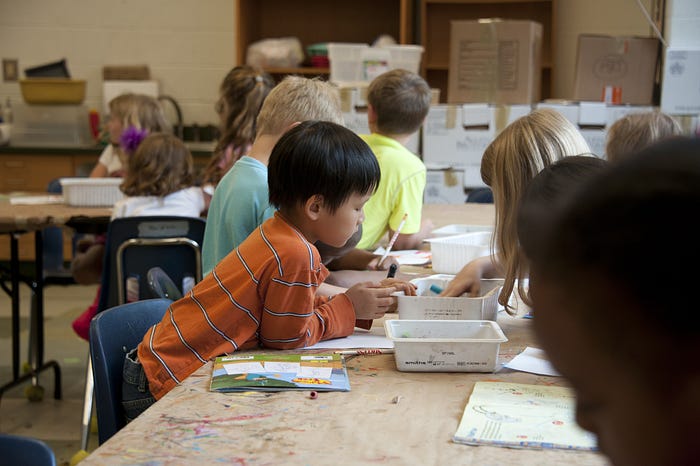 Young children in a classroom.