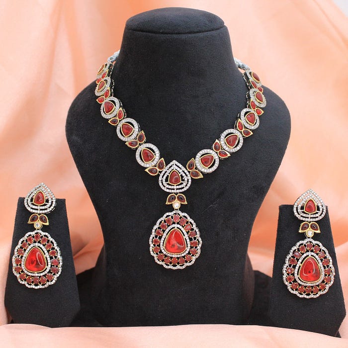 red colour jewellery for karva chauth
