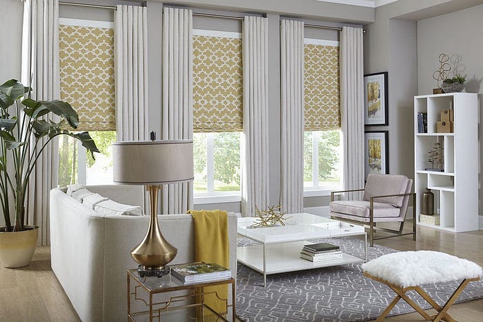 Drapery mixed with roller blinds in winnipeg