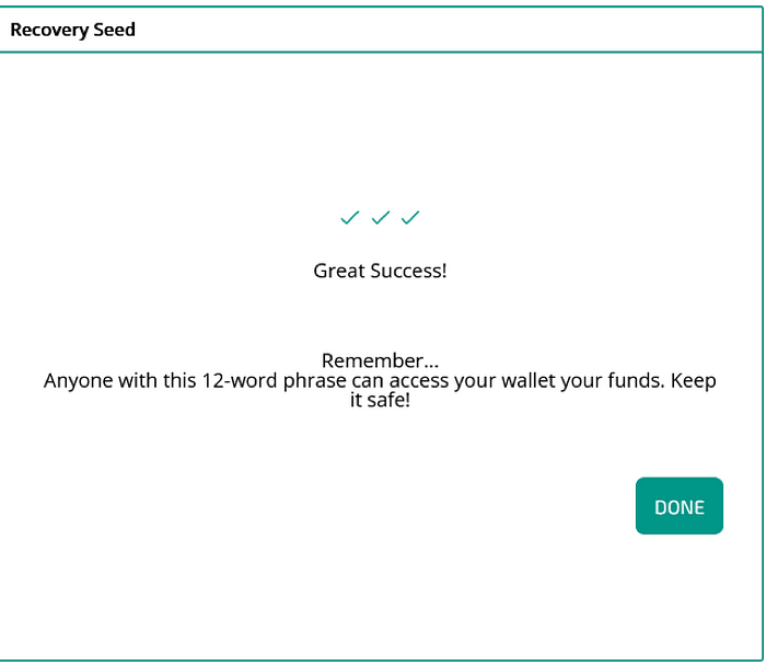How to use Kaspa wallet, Recovery seed
