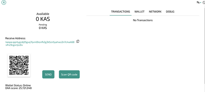 How to use kaspa wallet- receive kaspa