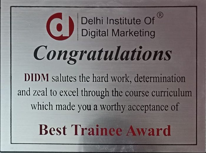 Best Trainee / Best Performer award