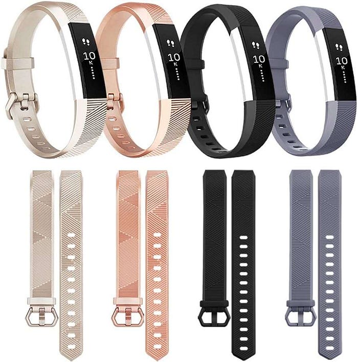 Fitbit Alta Bands Lot de 3 Grandes Taille Or Rose, Argent & Bleu, Gris