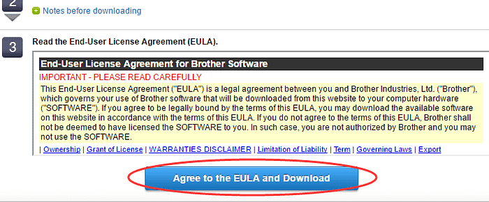 Agree to EULA and Download