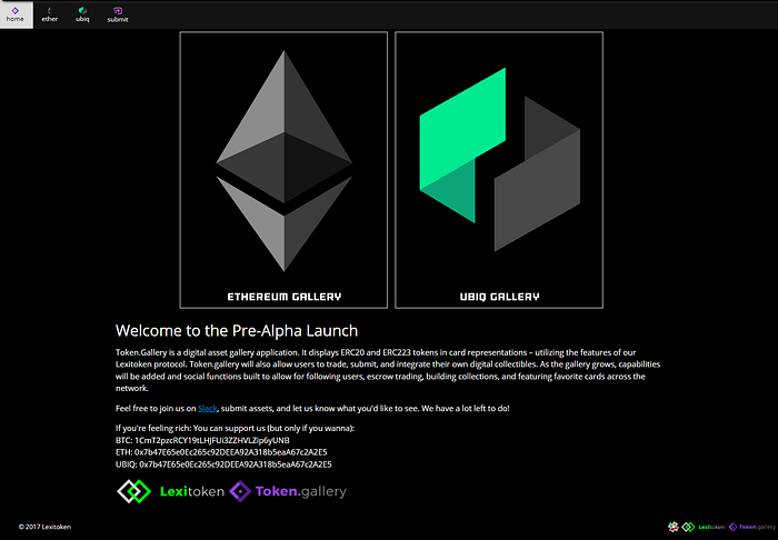 Original token.gallery homepage