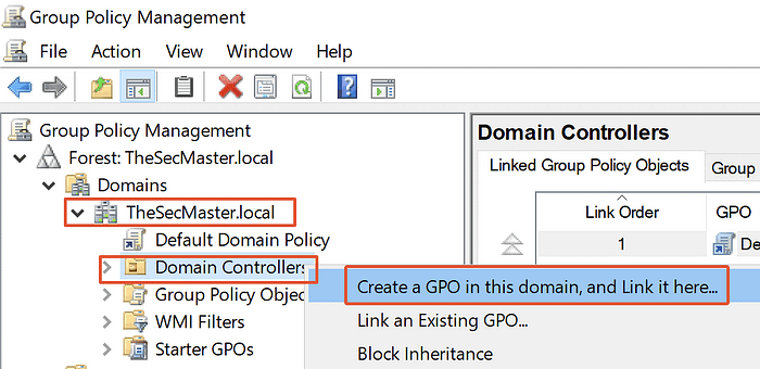 Creating a GPO in the Domain Controller