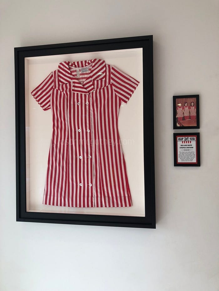 red and white striped Kentucky Fried Chicken shirt