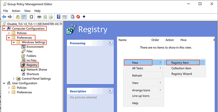 Create Registry Item in Group Policy