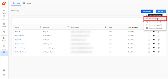 Choose the Import from CSV Option