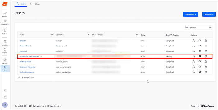 Users imported from Azure AD